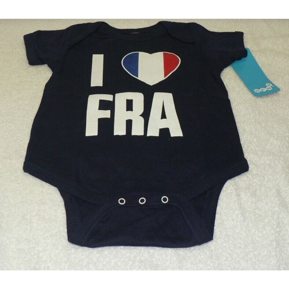 Gen 2 Toddler One Piece Short Sleeve I Love France Blue 12 Months
